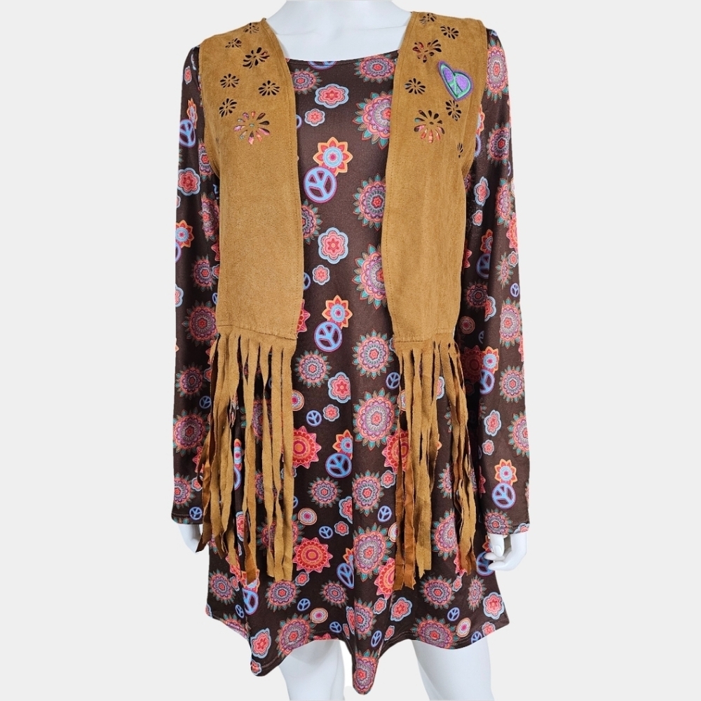 Spirit Halloween Flower Power Hippie Mini Dress Costume Size M